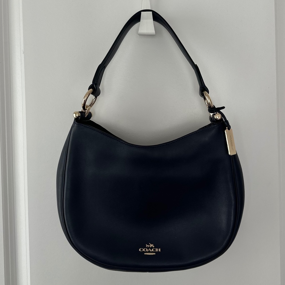 Coach handbag, navy blue leather